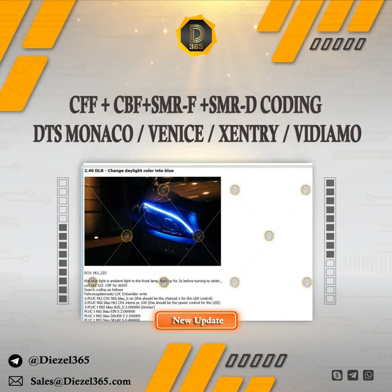 CFF + CBF+SMR-F +SMR-D CODING DTS MONACO / VENICE / XENTRY / VIDIAMO Diezel365