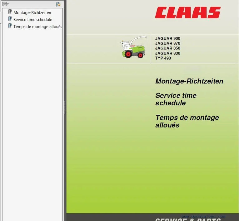 Claas Workshop Manual, Parts and Service Manual Diezel365