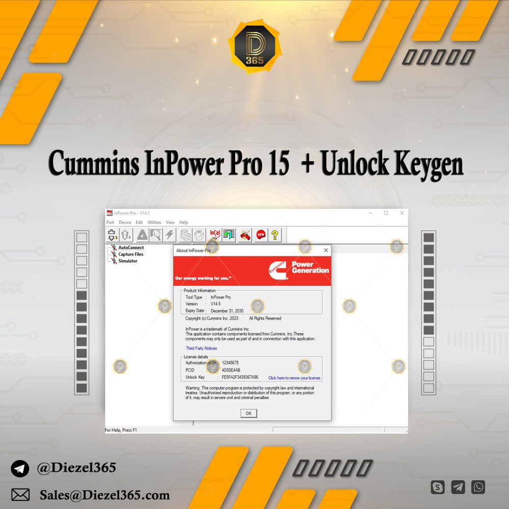 Commins InPower Pro 15 (GenSet Diagnostic)+ Unlock Keygen