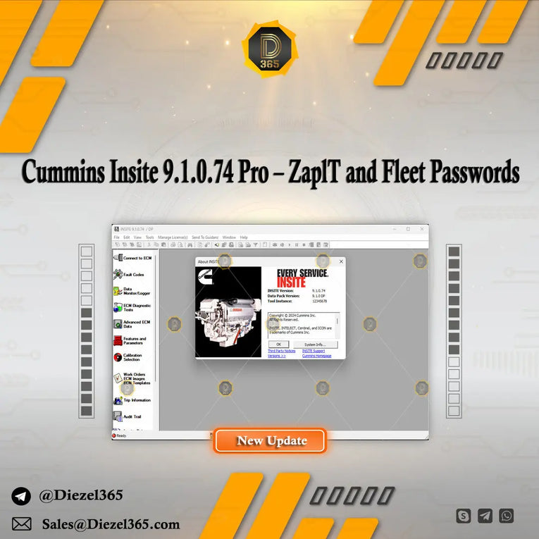 Commins Insite 9.1.0.74 Pro – ZaplT and Fleet Passwords Diezel365