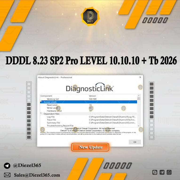 Detroit Diesel Diagnostic Link DDDL 8.23 SP2 Pro LEVEL 10.10.10 + Troubleshooting 2026 Diezel365