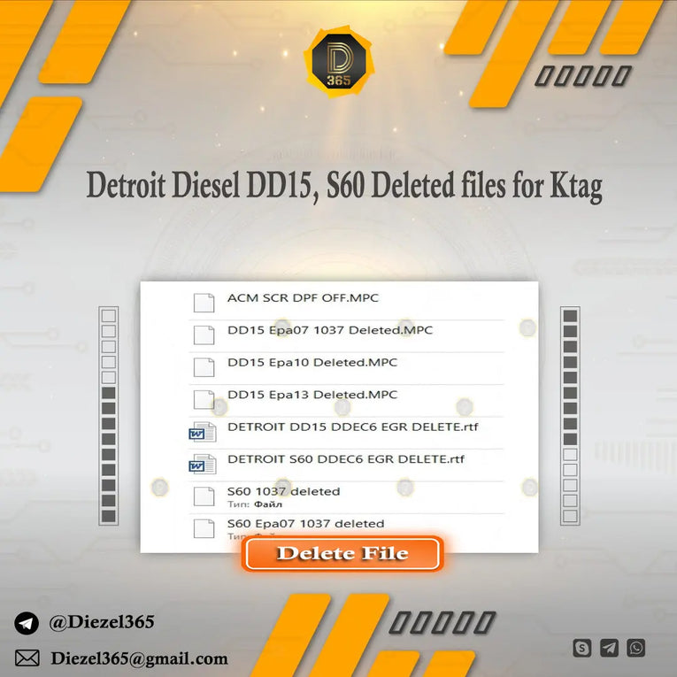 Detroit Diesel DD15, S60 Deleted files for Ktag Diezel365