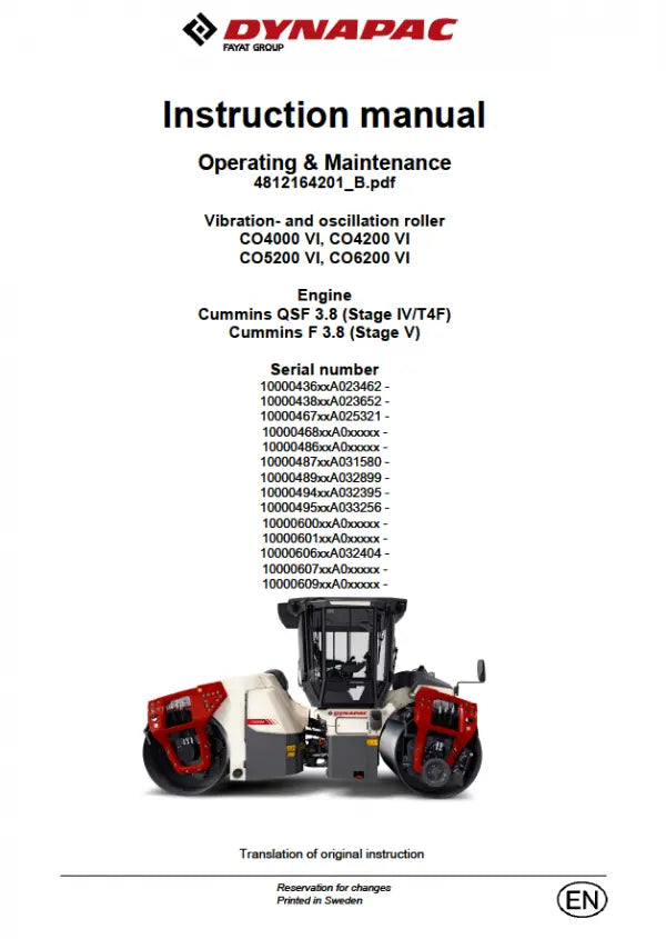 Dynapac Operation & Maintenance Manual PDF Diezel365