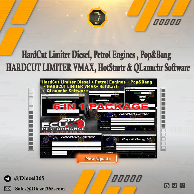 6 IN 1 PACKAGE, HardCut Limiter Diesel + Petrol Engines + Pop&Bang + HARDCUT LIMITER VMAX+ HotStartr + QLaunchr Software Diezel365