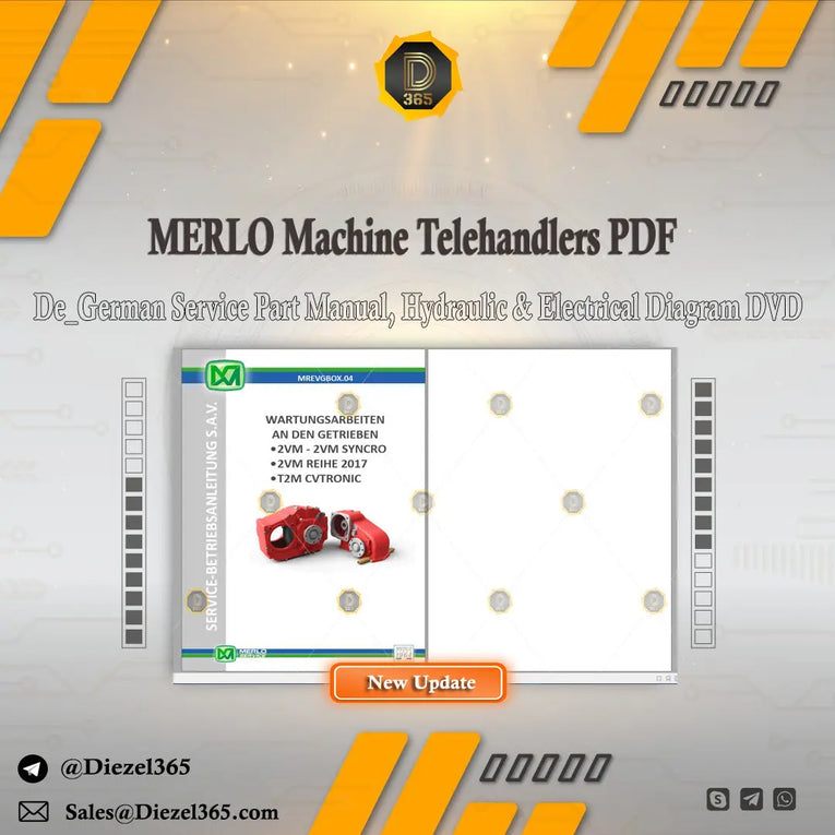 MERLO Machine Telehandlers PDF De_German Service Part Manual, Hydraulic & Electrical Diagram DVD Diezel365