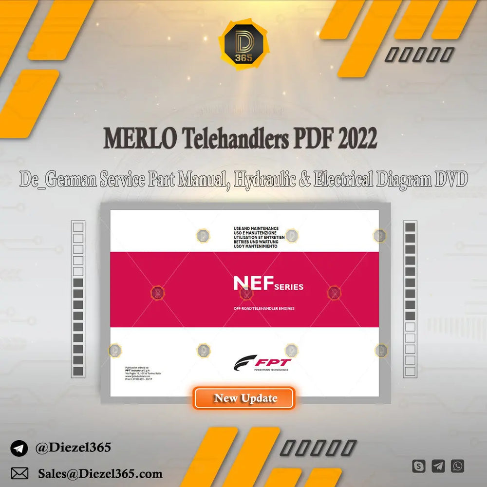 MERLO Telehandlers PDF 2022 German Language Service Part Manual, Hydraulic & Electrical Diagram DVD Diezel365