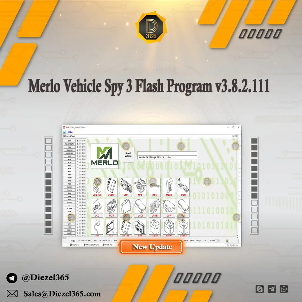 Merlo Vehicle Spy 3 Flash Program v3.8.2.111 Diezel365