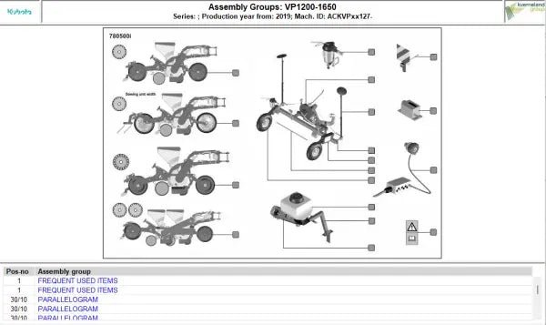 Kubota Attachments Spare Parts Information Diezel365