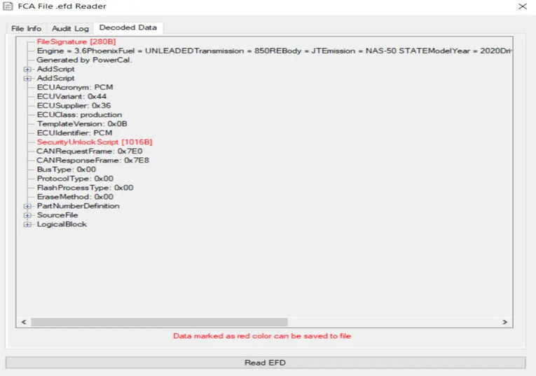 CHRYSLER EFD FCA TO BIN CONVERTER Extract – decode FCA .efd files Diezel365