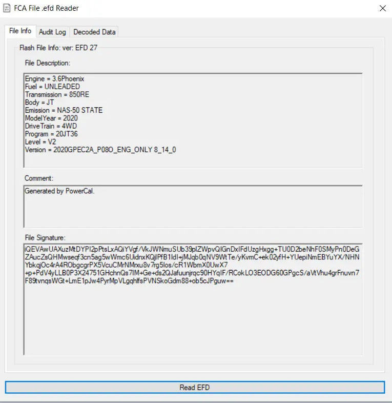 CHRYSLER EFD FCA TO BIN CONVERTER Extract – decode FCA .efd files Diezel365