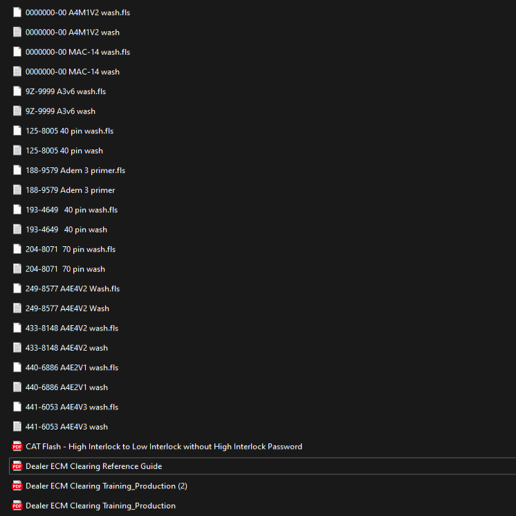 Caterpillar Wash Files + ECM Clearing Reference Pdf Guide