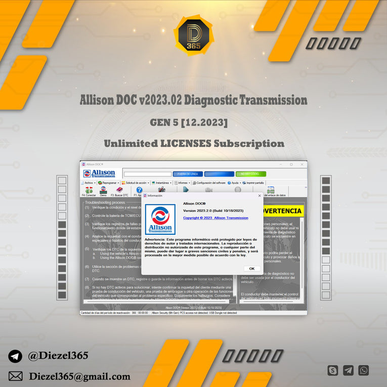 Allison DOC v2023.02 Diagnostic Transmission + GEN 5 [12.2023] + Unlimited LICENSES Subscription