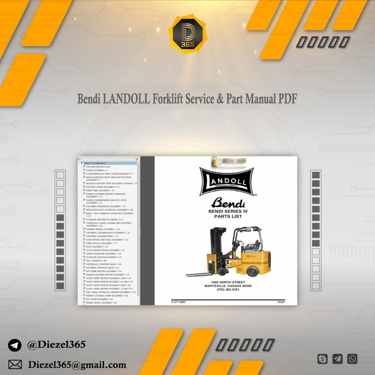 Bendi LANDOLL Forklift Service & Part Manual PDF