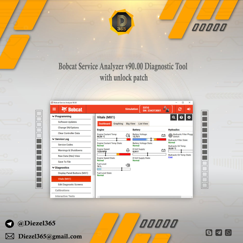 Bobcat Service Analyzer v90.00 Diagnostic Tool + unlock patch