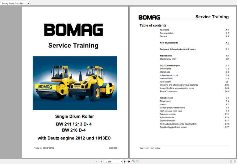 Bomag Service Training & Operating Manuals