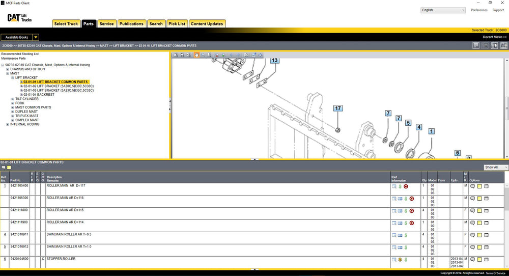 Caterpillar Lift Trucks 2024 MCFS-ASIA Parts Catalog