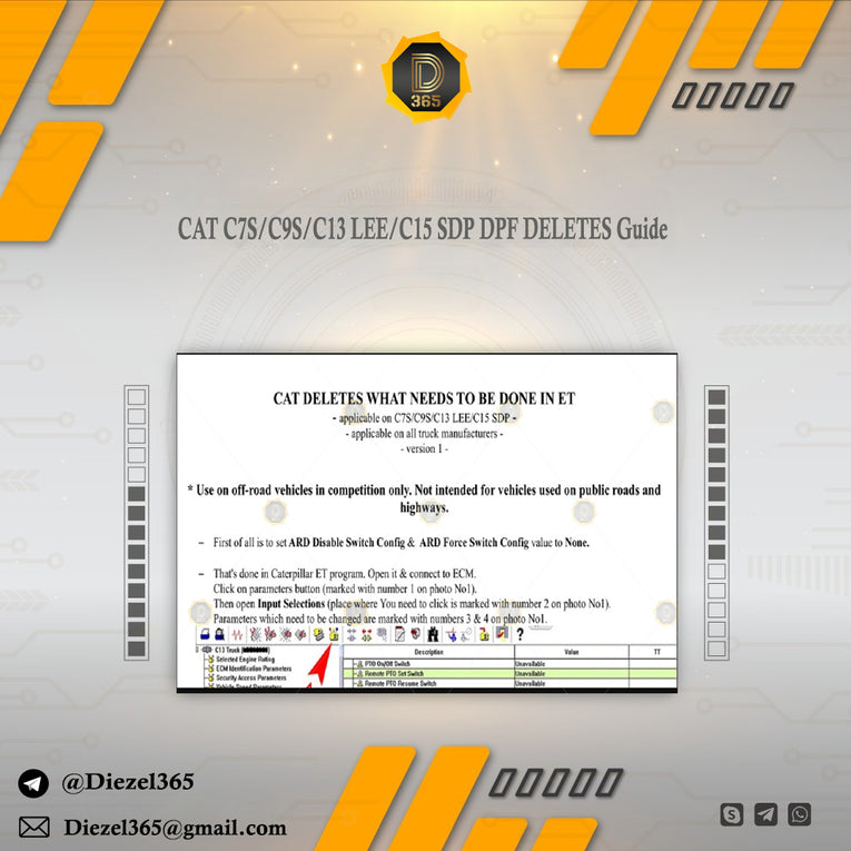 CAT C7S/C9S/C13 LEE/C15 SDP DPF DELETES User's Guide