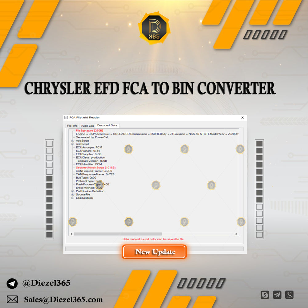 CHRYSLER EFD FCA TO BIN CONVERTER Extract – decode FCA .efd files