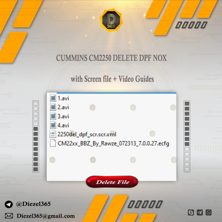 COMMINS CM2250 DELETE DPF NOX with Screen file + Video Guides