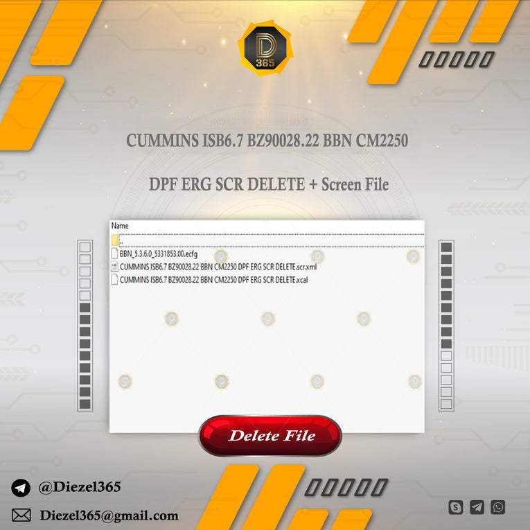 CUMMINS ISB6.7 BZ90028.22 BBN CM2250 DPF ERG SCR DELETE + Screen File