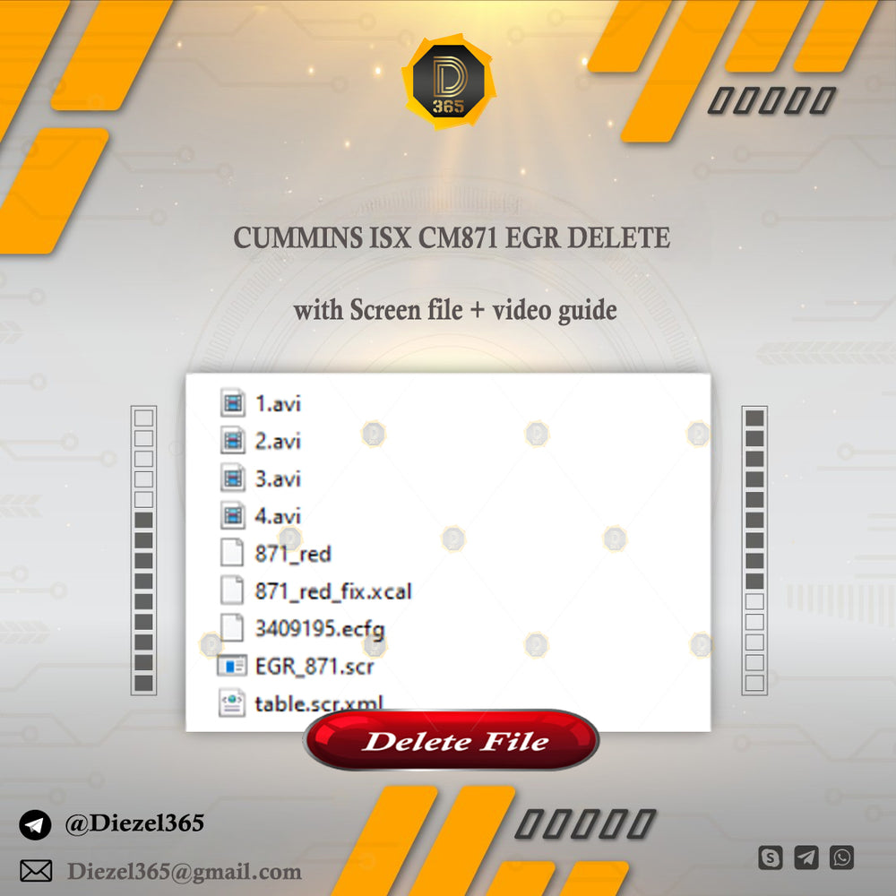 CUMMINS ISX CM871 EGR DELETE with Screen file + video guide