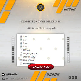 CUMMINS ISX CM871 EGR DELETE with Screen file + video guide Diezel365