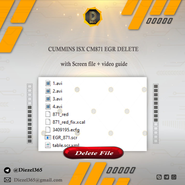 CUMMINS ISX CM871 EGR DELETE with Screen file + video guide