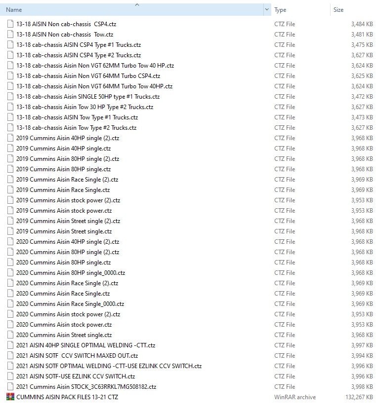 COMMINS AISIN 13-21 CTZ Files Package