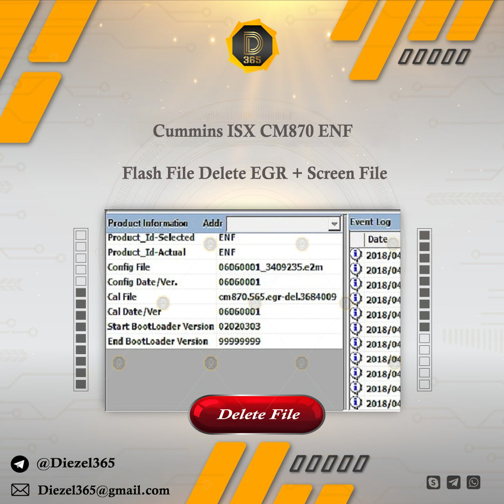 CUMMlNS ISX CM870 ENF Flash File Delete EGR + Screen File