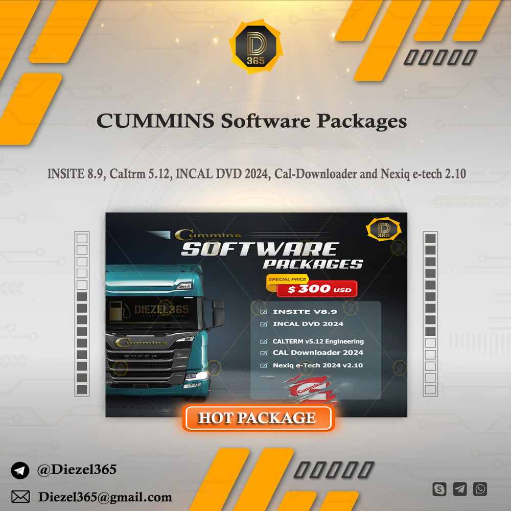 CUMMlNS Software Packages, lNSlTE 8.9, CaItrm 5.12, lNCAL DVD 2024, Cal-Downloader and Nexiq e-tech 2.10