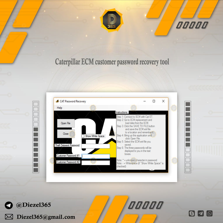 Caterpillar ECM customer password recovery tool