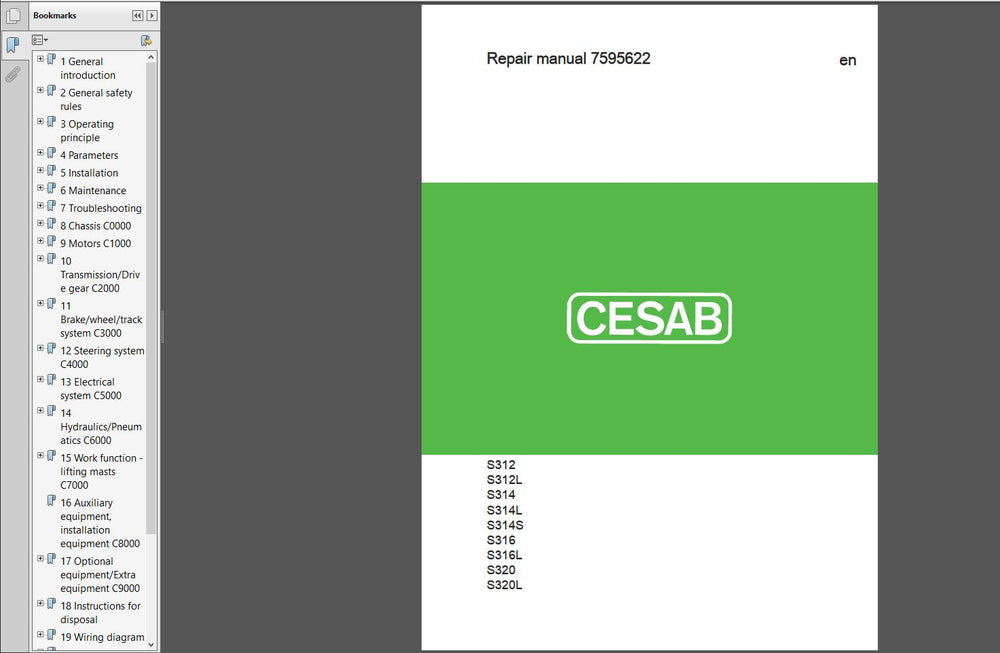 Cesab Forklift Spare Part Catalog and Service Manual New Models Full PDF