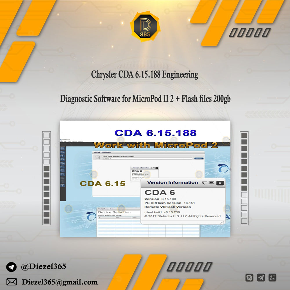 Chrysler CDA 6.15.188 Engineering Diagnostic Software 2023 for MicroPod II 2 + Flash files 200gb