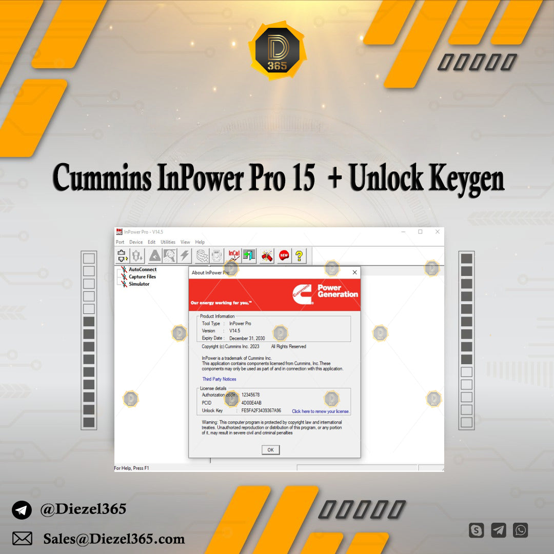 Commins InPower Pro 15 (GenSet Diagnostic)+ Unlock Keygen – ⛽ Diezel365
