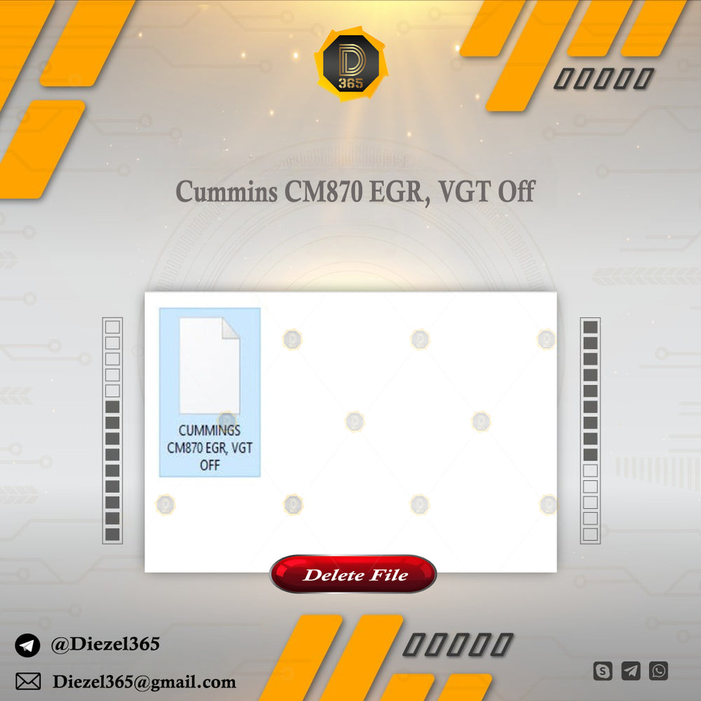 Commins CM870 EGR, VGT Off