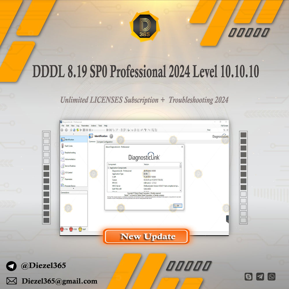 Detroit Diesel Diagnostic Link DDDL 8.20 SP0 Professional 2024 + Unlimited LICENSES Subscription + Troubleshooting 2024