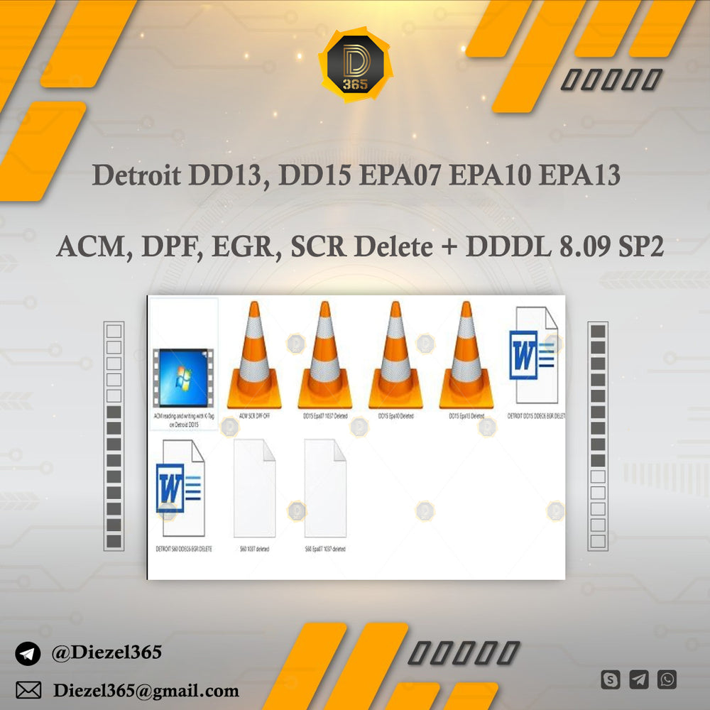 Detroit DD13, DD15 EPA07 EPA10 EPA13 ACM, DPF, EGR, SCR Delete + DDDL 8.09 SP2