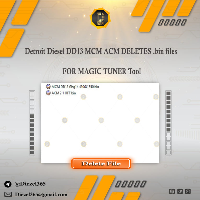 Detroit Diesel DD13 MCM ACM DELETES .bin files FOR MAGIC TUNER Tool