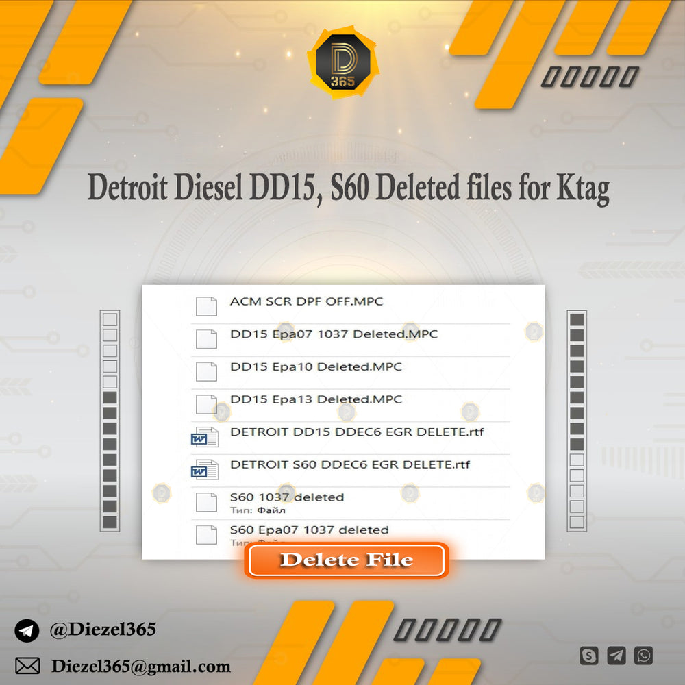 Detroit Diesel DD15, S60 Deleted files for Ktag