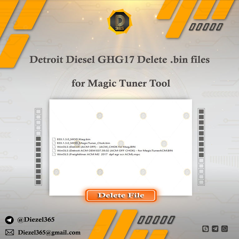 Detroit Diesel GHG17 Delete .bin files for Magic Tuner Tool