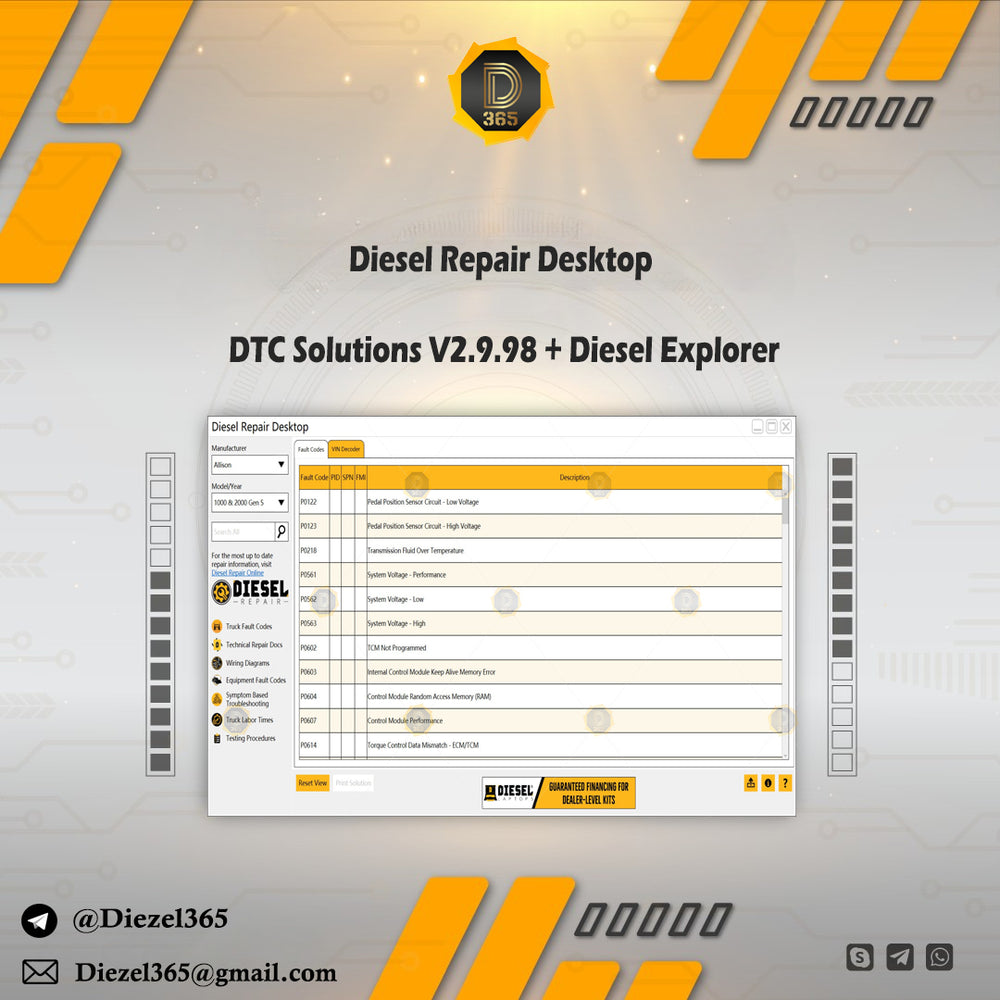 Diesel Repair Desktop - DTC Solutions V2.9.98 + Diesel Explorer