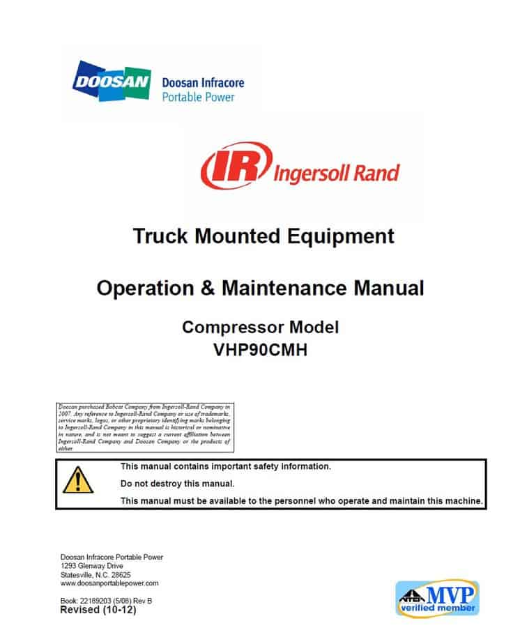 Doosan Ingersoll Rand Operation Maintenance Manual PDF