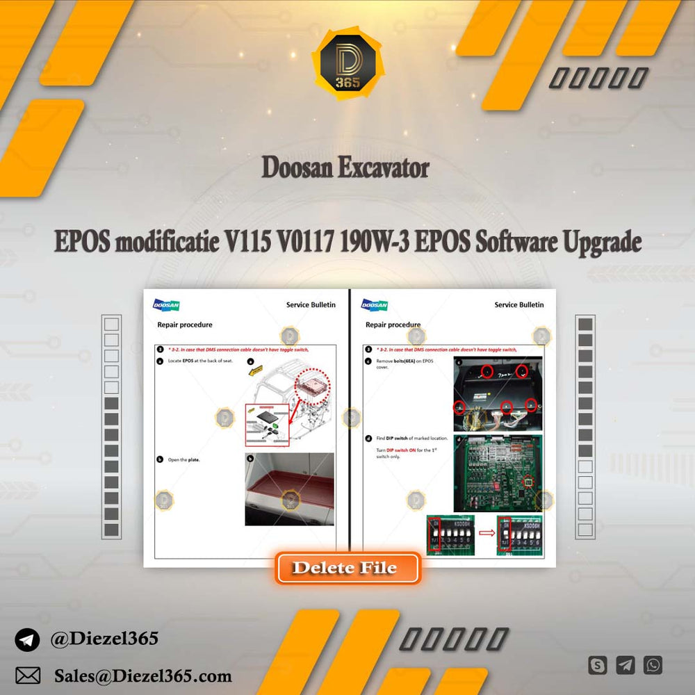 Doosan Excavator EPOS modificatie V115 V0117 190W-3 EPOS Software Upgrade