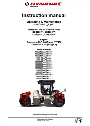 Dynapac Operation & Maintenance Manual PDF Diezel365
