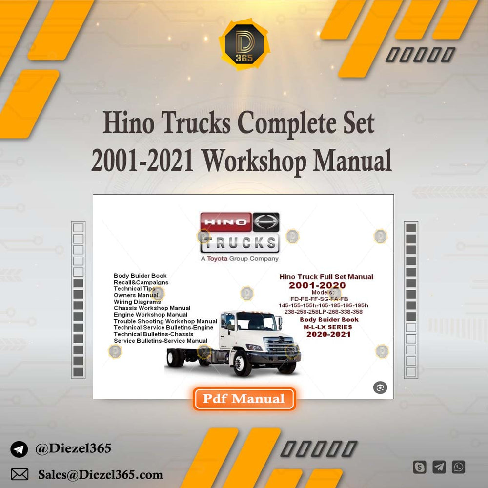 Hino Trucks Complete Set 2001-2021 Workshop Manual