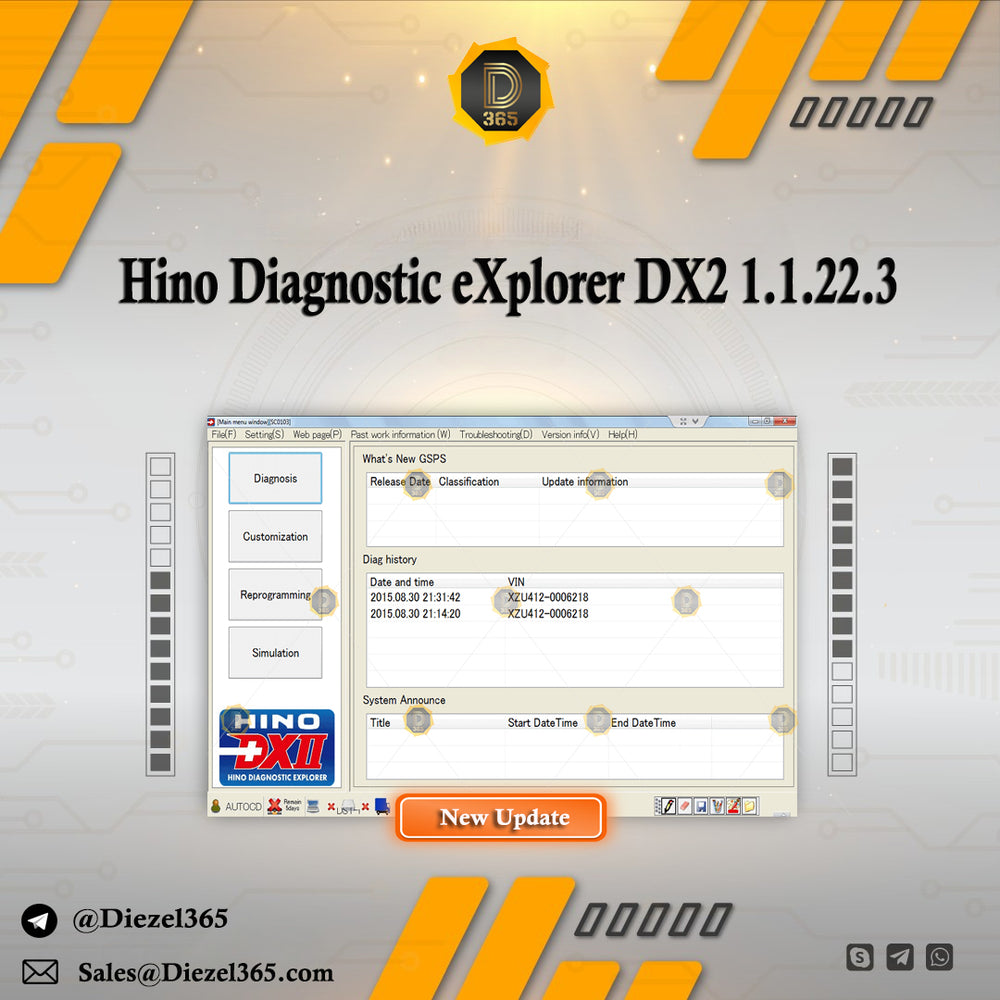 Hino Diagnostic eXplorer DX2 1.1.22.3 Diagnostic Software