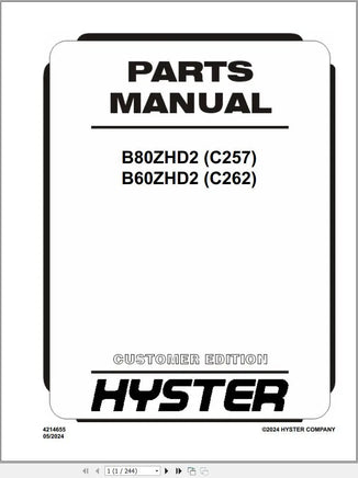 Hyster Spare Parts Manual 2024 Forklift Collection 3.39GB PDF Diezel365