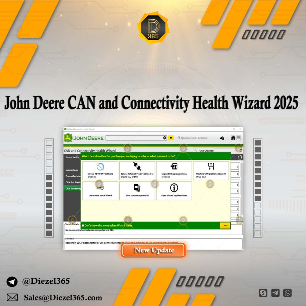 John Deere CAN and Connectivity Health Wizard 2025