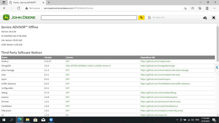 John Deere Service Advisor 5.4.44 Agriculture & Turf Equipment 09.2025