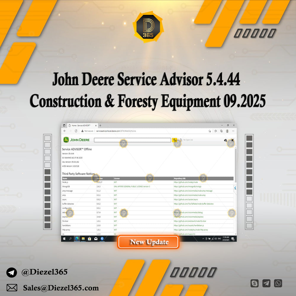 John Deere Service Advisor 5.4.44 Construction & Foresty Equipment 09.2025